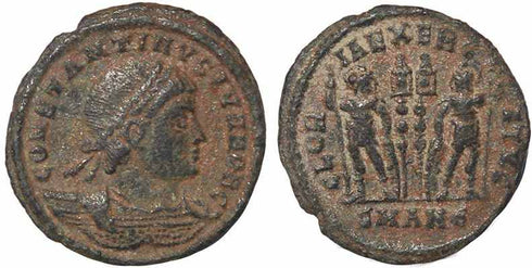 Roman coin of Constantine II - GLORIA EXERCITVS - Antioch Mint